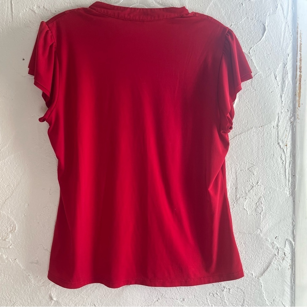Ispiri Chic Red Lace Accent Blouse Size Large - Picture 2 of 8